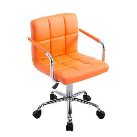 Chaise de bureau BETTY, Grand Rembourrage, Structure Métallique, Cuir, Orange