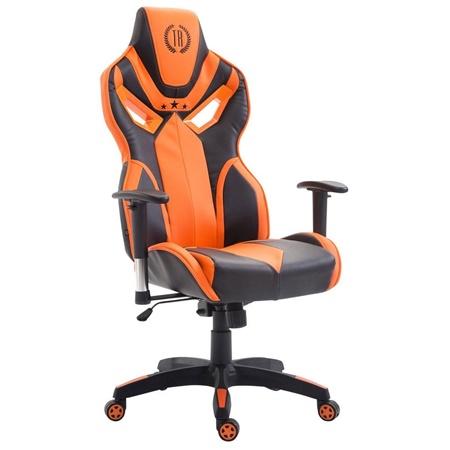 Chaise de Bureau HAMIL CUIR, Design Ergonomique, couleur Noir et Orange