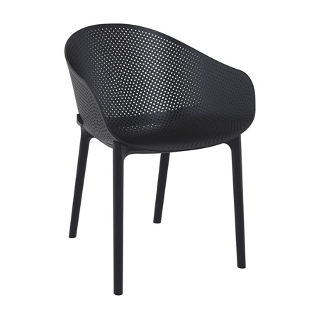 Chaise visiteur DYNA, Empilable, Design Exclusif, Noir