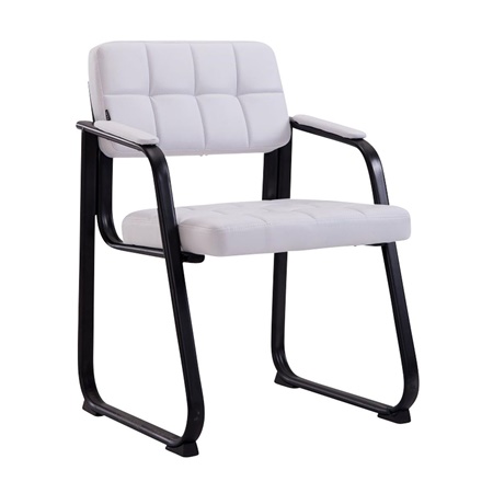 Chaise visiteur CABANA, Design Moderne, Structure Métallique, en Cuir, couleur Blanc