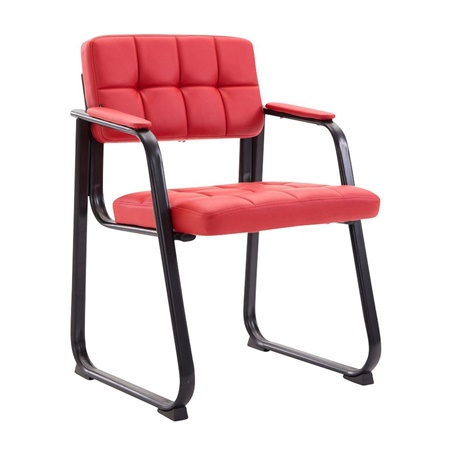 Chaise visiteur CABANA, Design Moderne, Structure Métallique, en Cuir, couleur Rouge