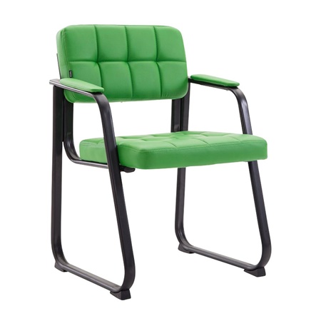 Chaise visiteur CABANA, Design Moderne, Structure Métallique, en Cuir, couleur Vert