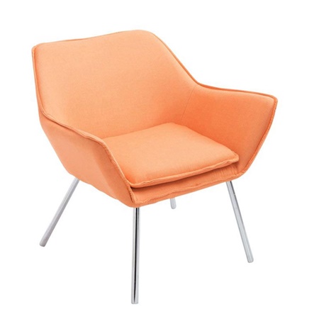Fauteuil Design ALICE, Style Moderne, Grand Rembourrage, en Tissu, Orange