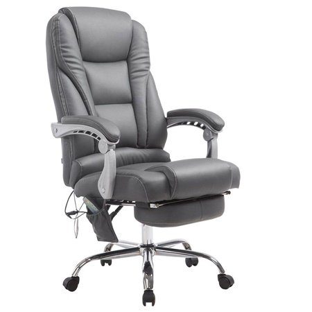 Fauteuil de bureau COMODITY MASSAGE CUIR, Repose-pieds Extensible, Fonction massage, Gris