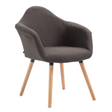 Chaise visiteur MARTA, Design Exclusif, Pieds en Bois, Revêtement en Tissu, Gris Foncé