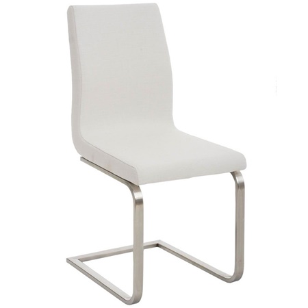 Chaise visiteur JIMMY TISSU, Structure en Acier Inoxydable, Grand Rembourrage, en Tissu, Blanc