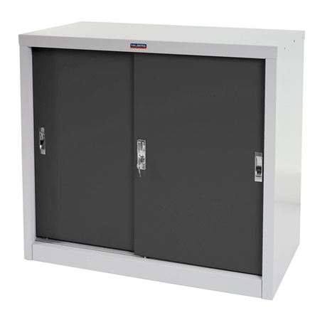 Armoire de Bureau RICHIE, Portes Coulissantes, Métallique,  83X91X46cm, Gris 