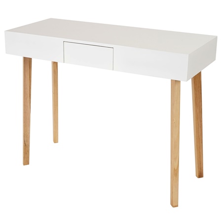 Console DEVON, Dimensions 105x45x83 cm, avec Tiroir, Design Scandinave, Blanc 