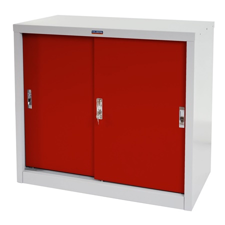 Armoire de Bureau RICHIE, Portes Coulissantes, Métallique,  83X91X46cm, Rouge