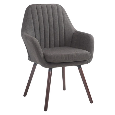 Chaise Visiteur SERENA TISSU, Design Vintage, Pieds en Chêne couleur Noyer, Gris Foncé