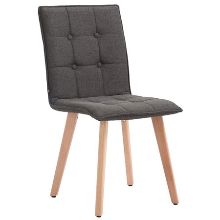 Chaise visiteur ELBY avec Piétement couleur Hêtre, en Tissu Gris Foncé