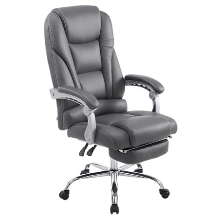 Fauteuil de bureau COMODITY, Repose-pieds Extensible, en Cuir, Gris