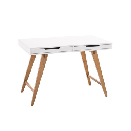 Bureau Informatique PROTON, 110x60x75 cm, en Bois, Blanc et Chêne