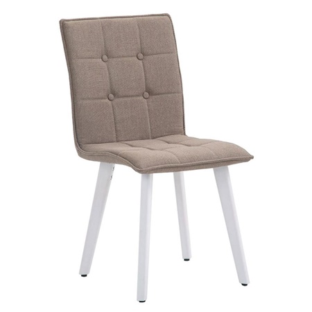 Chaise visiteur ELBY avec Piétement Blanc, en Tissu Marron Clair