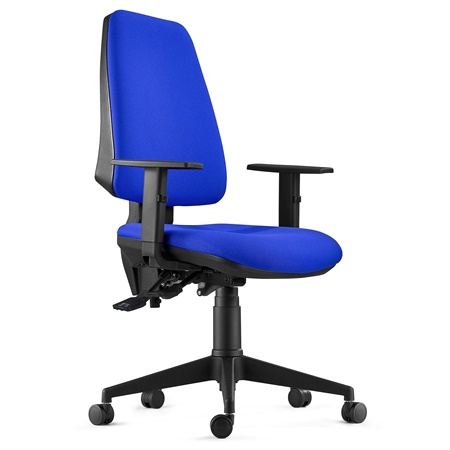 DEMO# Chaise de Bureau Ergonomique INDIANA, en Tissu Bleu, avec Accoudoirs Ajustables