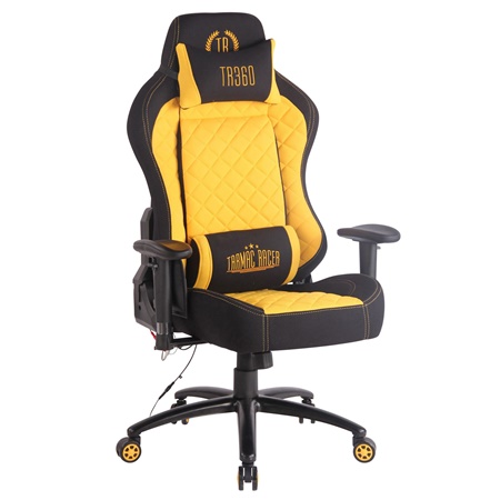 Fauteuil Gaming MAXIME MASSAGE, Design Exclusif, en Tissu, Jaune