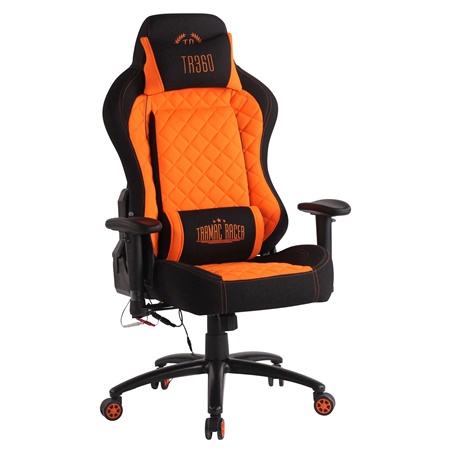 Fauteuil Gaming MAXIME MASSAGE, Design Exclusif, en Tissu, Orange