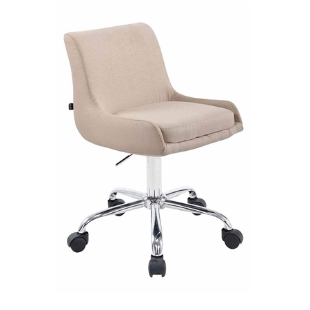 Chaise de Bureau ASIA TISSU, Hauteur Réglable, Piétement Métallique, Crème