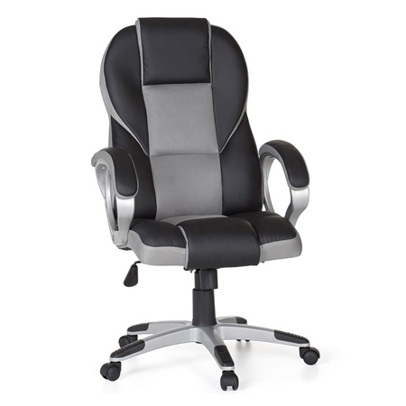 Fauteuil Gaming KABEM, Design Sportif, Grand Rembourrage, Noir et Gris