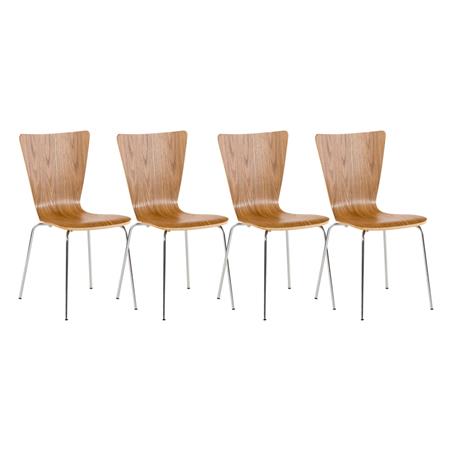 Lot de 4 Chaises visiteur LYON, Empilables, en Bois, Marron Chêne