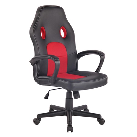 Chaise Gaming XENON, Design Sportif, Confortable, en Cuir, Noir et Rouge