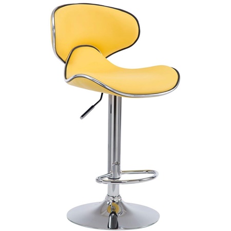 Tabouret de Bar DALLAS, Structure Métallique, Revêtement en Cuir, Jaune