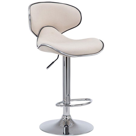 Tabouret de Bar DALLAS, Structure Métallique, Revêtement en Tissu, Crème