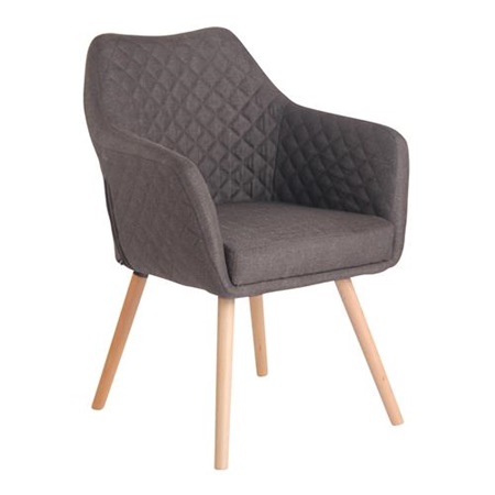 Chaise Visiteur BASILEA TISSU, Confortable, Pieds en Bois couleur Hêtre, Gris Foncé
